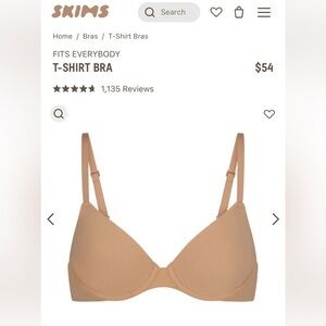 NWT 34A SKIMS FITS EVERYBODY T-SHIRT BRA in OCHRE